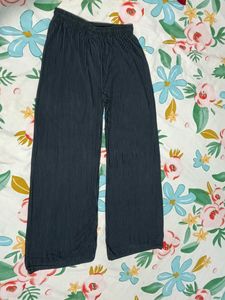 Navy Blue Wide Leg Plisse Pants