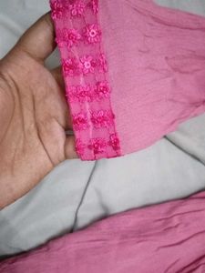 Pink Embellished Anarkali Kurta