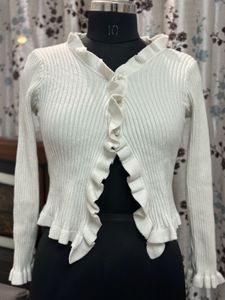 Ruffle Trim Cardigan