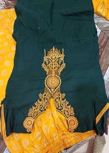 Yellow Green Salwar Suit With Plazo Pant For Women