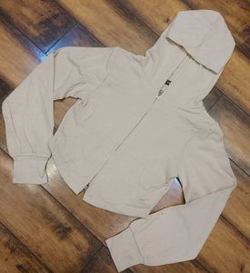 Beige Zip-Up Hoodie