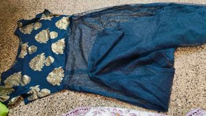 Blue Kurti With Slit Cut
