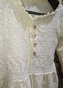 Vintage-Inspired Cream Lace Peplum Top