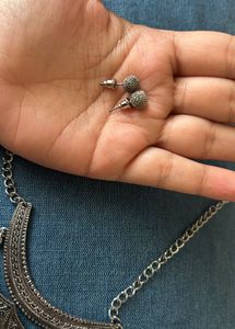 Silver Bohemian Pendant Necklace &amp; Earrings