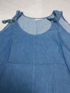 Denim Dress with Floral Detail