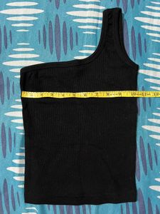 Black One-Shoulder Tank Top - S