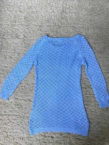 Blue Knit Sweater Dress