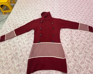 Striped Turtleneck Sweater Dress