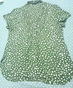 Olive Polka Dot Top