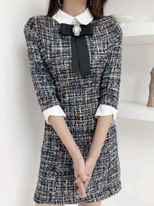 Chic Tweed Dress with Bow Detail