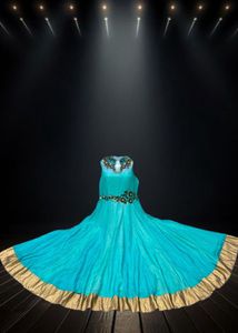 Embroidered Aqua Gown