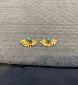 Gold & Teal Egyptian Earrings