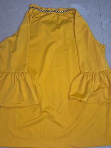 Mustard Top with Ruffle Detail