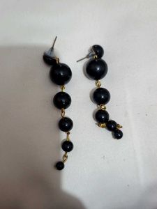 Black Bead Drop Earrings