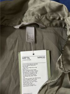 H&amp;M Satin Olive Green Shirt- New With Tag-l