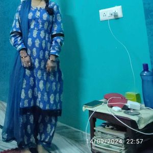 Blue Printed Salwar Kameez