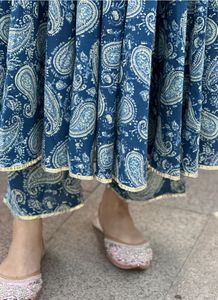 Indigo paisley heavy flair suit set