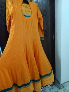 Orange Embroidered Kurta
