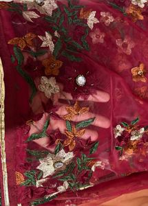 Floral Embroidered Net Fabric