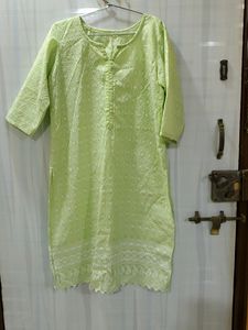 Tailor Stitched Pista Green Chikankari Kurta