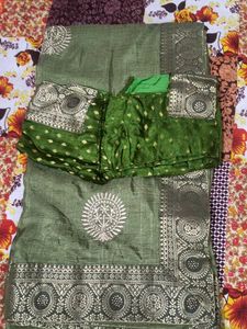 Green Silk Saree with Blouse