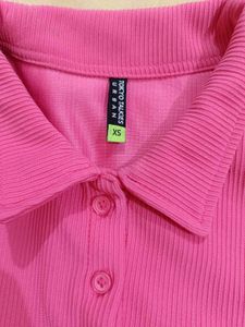 Tokyo Talkies Shirt Style Crop Top
