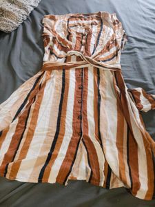 Striped Button-Front Dress