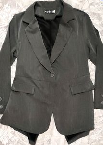Grey Blazer With Stylish Back Slit