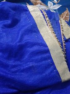 Royal Blue & Gold Embellished Fabric