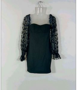 Black Corset Butterfly Sleeve Dress