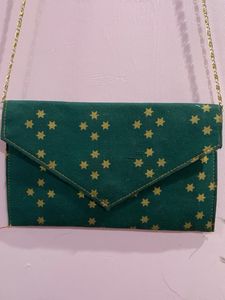 Green &amp; Gold Tote Bag with Pouch