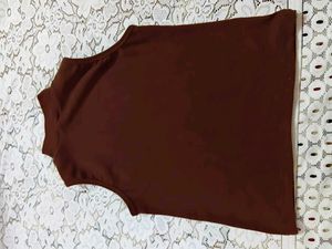 Brown Mock Neck Tank