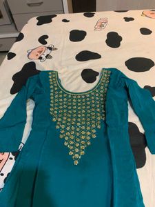 Teal Embroidered Kurta Set