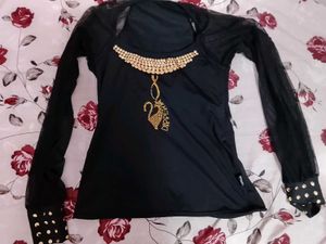 Y2k Stylish Black Embellished Top