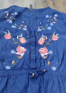 Blue Embroidered Dress