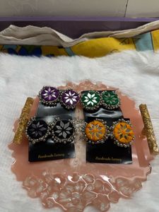 Handmade Embroidered Earrings