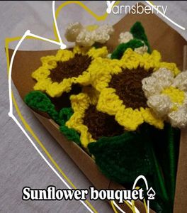 Crochet Sunflower And Daisy Bouquet