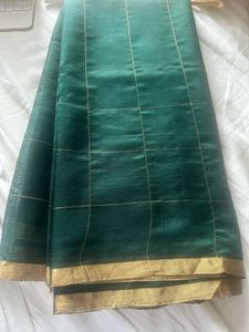 Raw mangoElegant Green chanderi Silk Saree