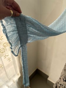 Light Blue Tie Neck Blouse