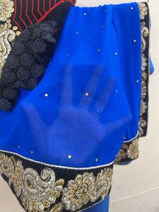Elegant Blue Saree with Embroidery