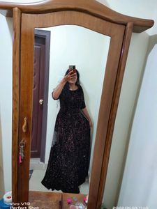 dark coffee brown party wear gown