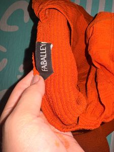 Orange Smocked Puff Sleeve Top