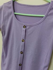 Cute Purple Button-Up Top