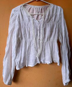 White Lace Trim Top