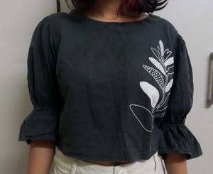 Black Crop Top Blouse