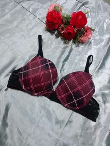 Imported Lasenza Burgundy Plaid Bra