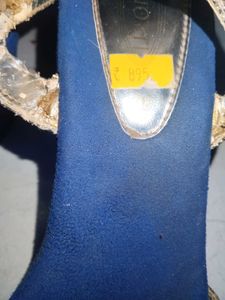 Gold Strapped Blue Heels