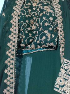 Emerald Green Embroidered Lehenga Set