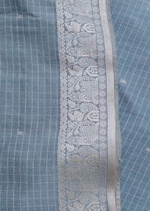 Elegant Grey Handweaved Cotton Saree