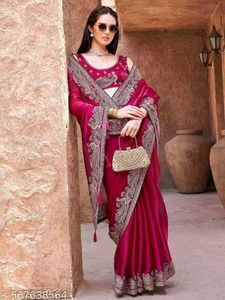 Elegant Pink Embroidered Saree